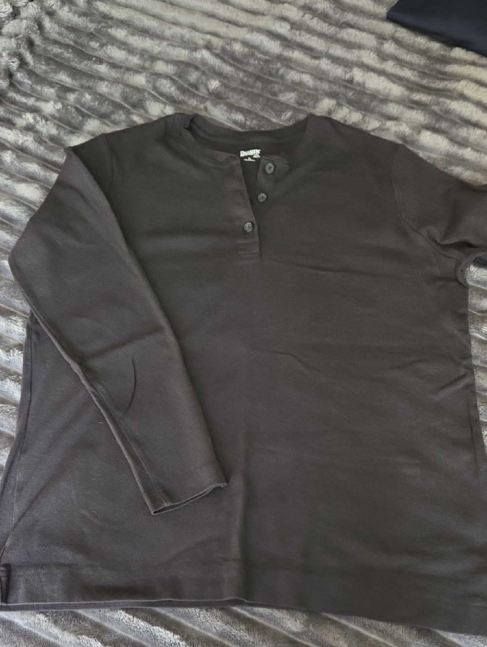 Duluth Trading Co Black Long-Sleeve Henley Shirt